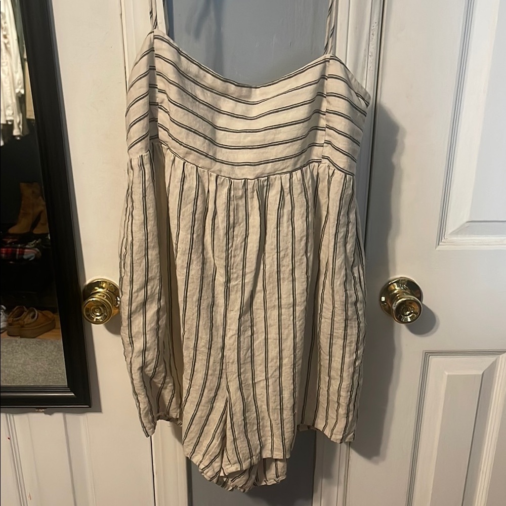 Chic Striped Cream and Black Romper